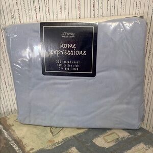JC Penny Blue Home Collection 3/4 Fitted Sheet 230 Thread Count Cotton Vintage